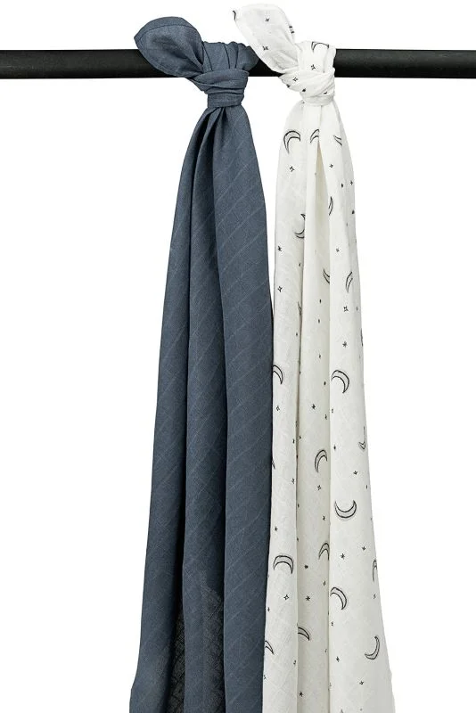 hydrofiele swaddles 2 pack hydrofiel moon indigo 120x120cm