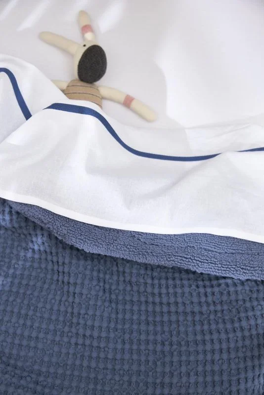 ledikant deken wafel teddy indigo 100x150cm