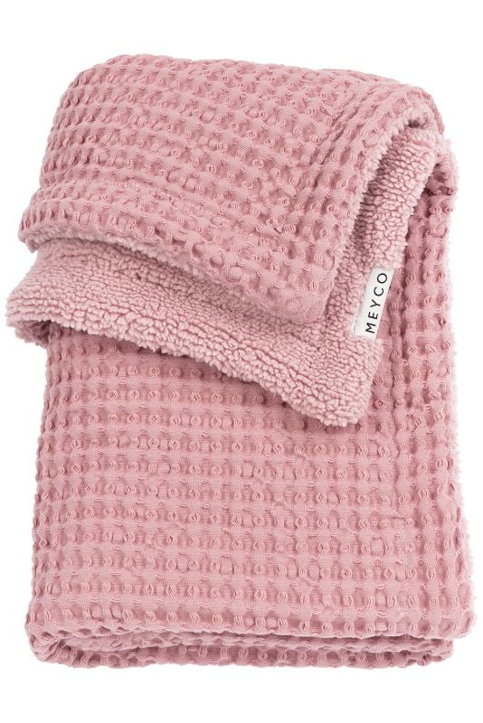 ledikant deken wafel teddy old pink 100x150cm