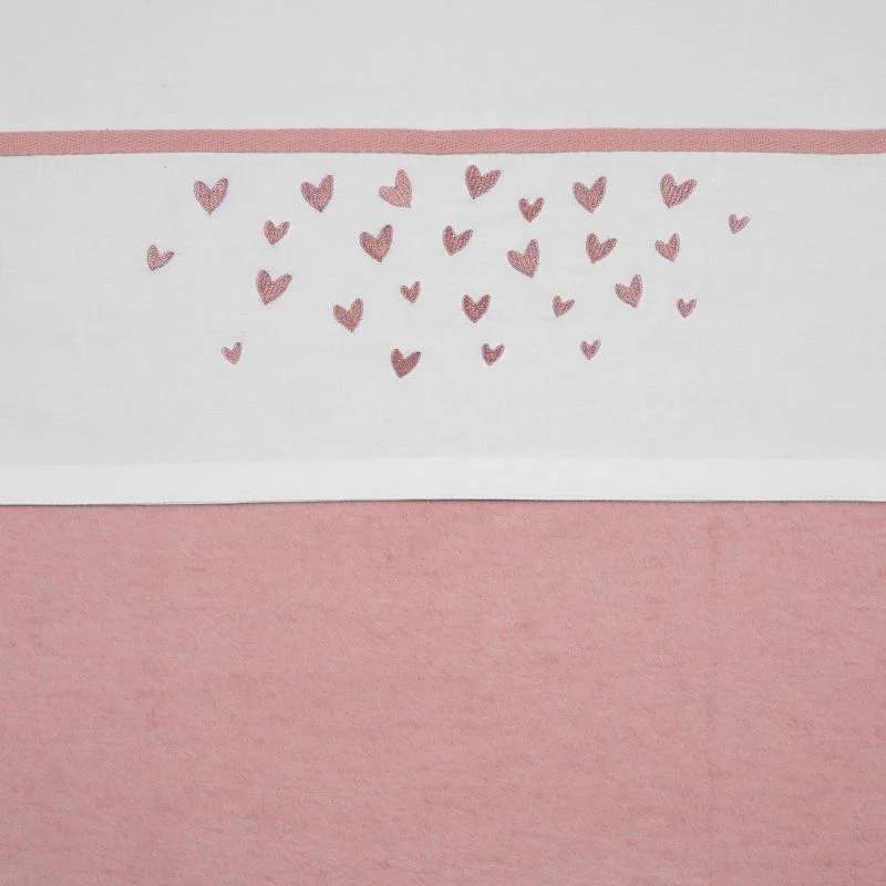 ledikant laken hartjes old pink 100x150